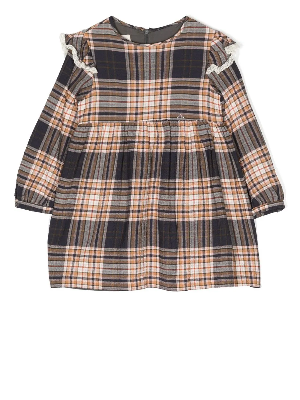 

NANOS plaid-check print long-sleeved dress - Brown