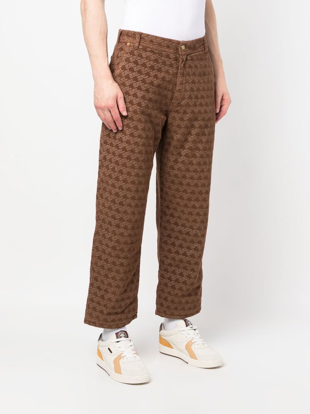 Shop Erl Graphic-print Corduroy Trousers In Brown
