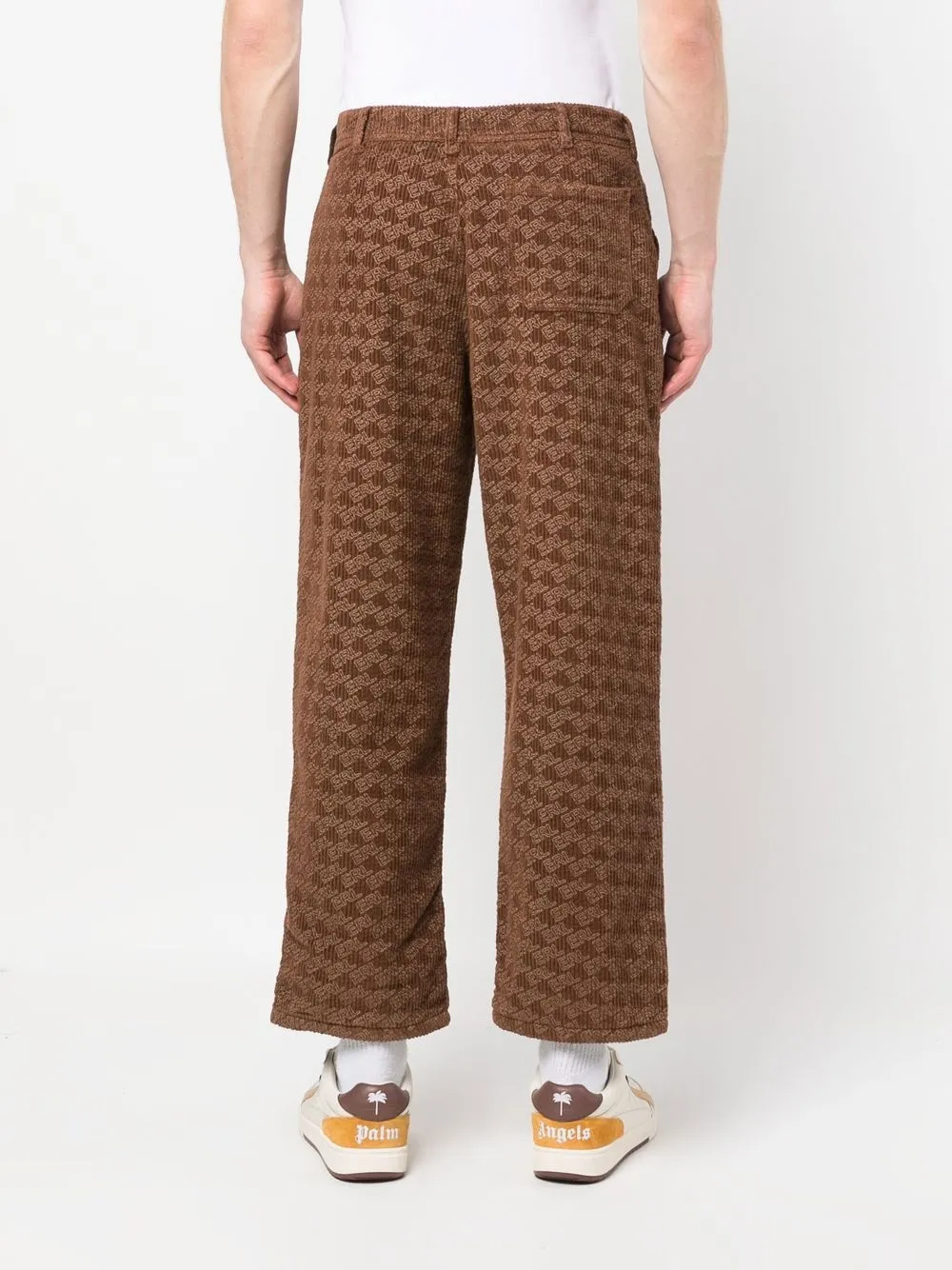 Shop Erl Graphic-print Corduroy Trousers In Brown