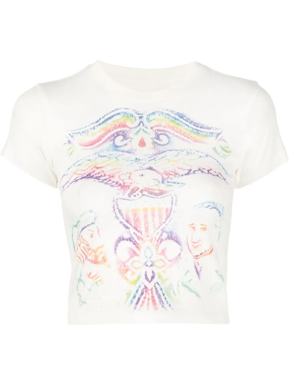 

ERL rainbow-print cropped T-shirt - White