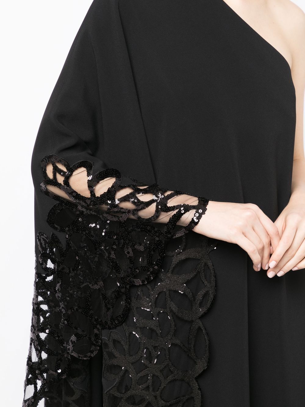 Shop Elie Saab Sequin-embellished One-shoulder Gown In Black