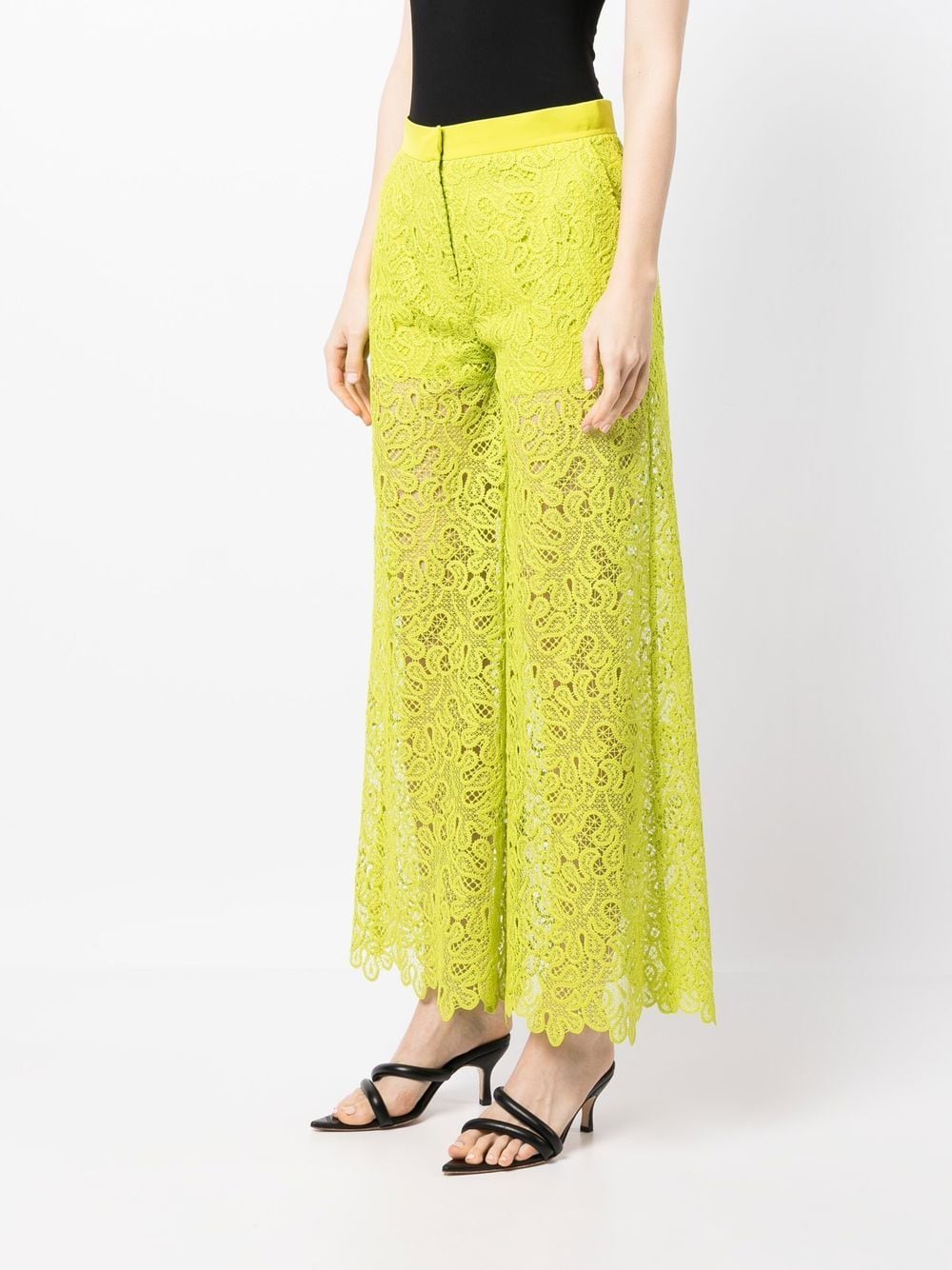 Shop Elie Saab Macramé Wide-leg Trousers In Green