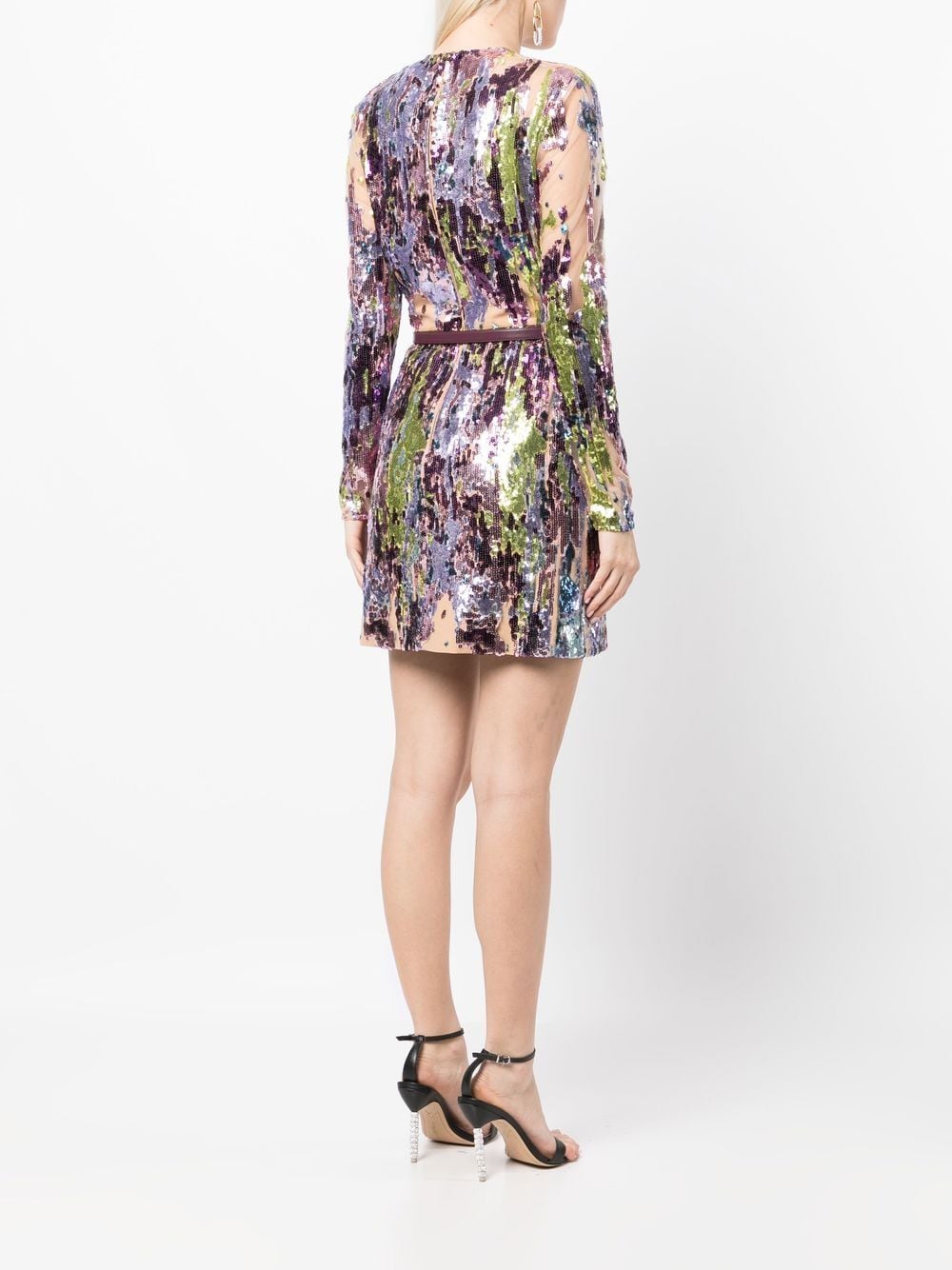 Shop Elie Saab Sequin-embellished Mini Dress In Multicolour