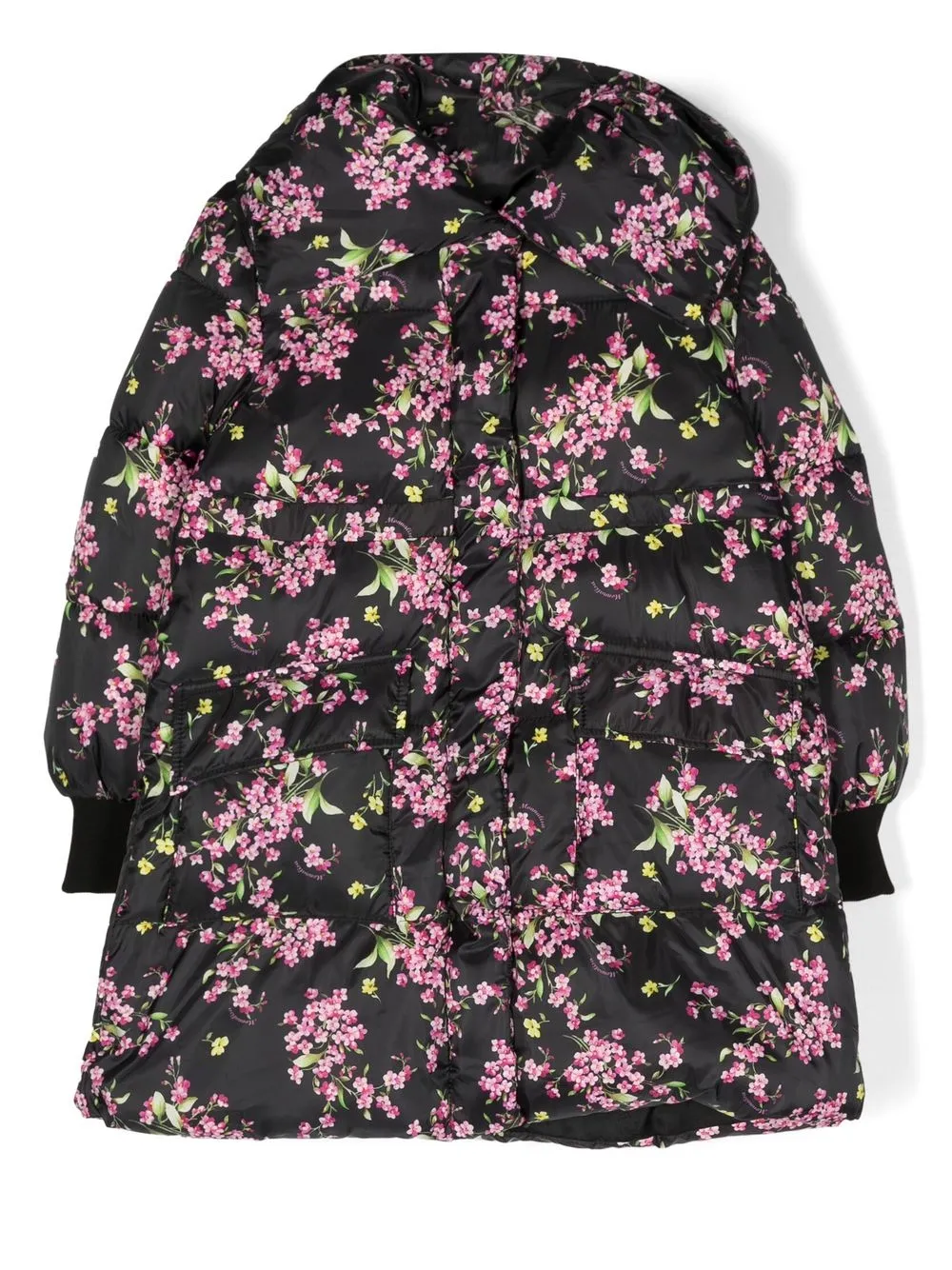 

Monnalisa abrigo capitonado con estampado floral - Negro