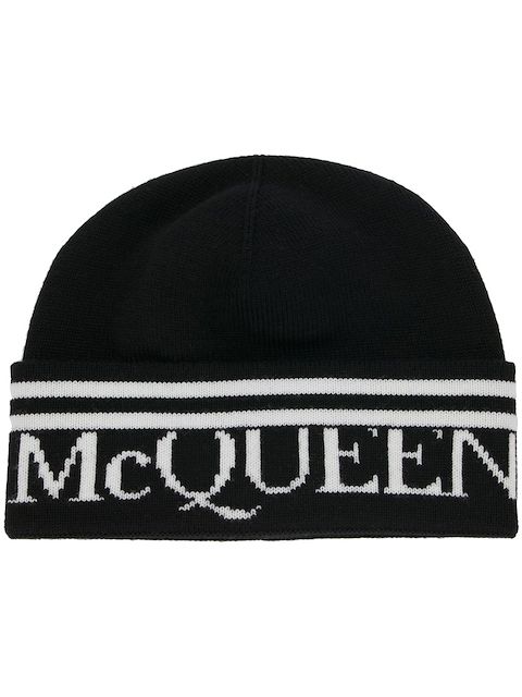 Alexander McQueen intarsia-logo knitted beanie
