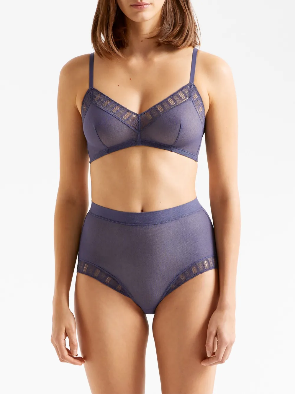 Shop Eres Mémoire Lace Triangle Bra In Blue