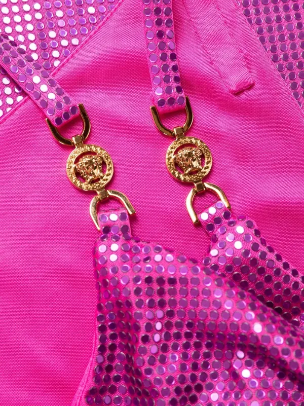 VIP【関税送料無料】希少 VERSACE DARK VIOLET DRESS Versace disc-embellishment Mini Dress | Pink | FARFETCH ID