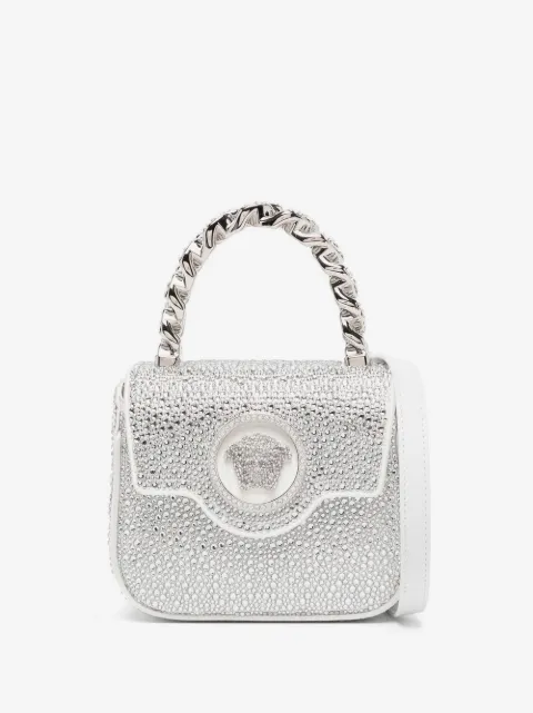 Versace La Medusa embellished satin mini bag