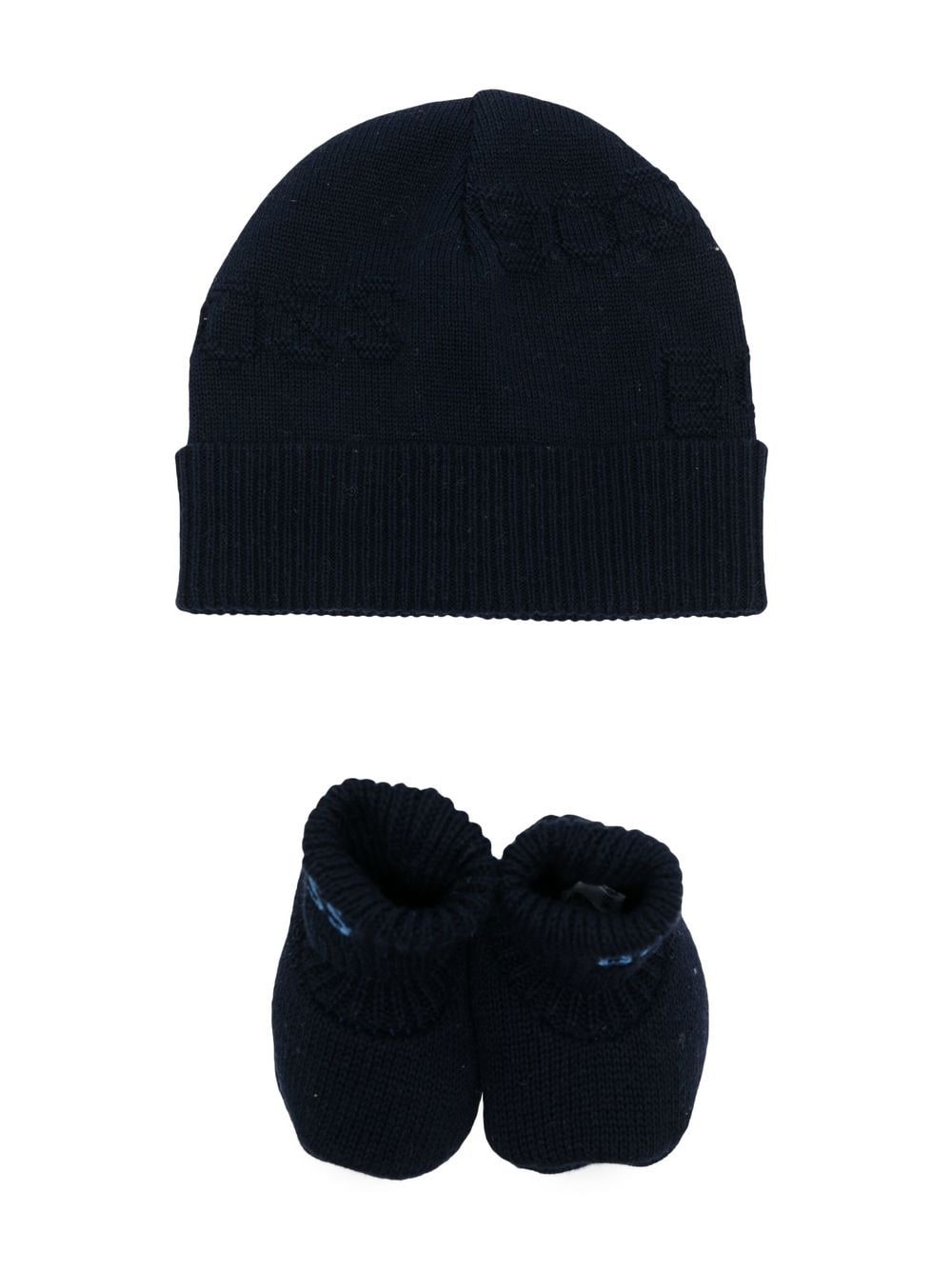 Bosswear Babies' Embroidered-logo Beanie Hat Set In Blue