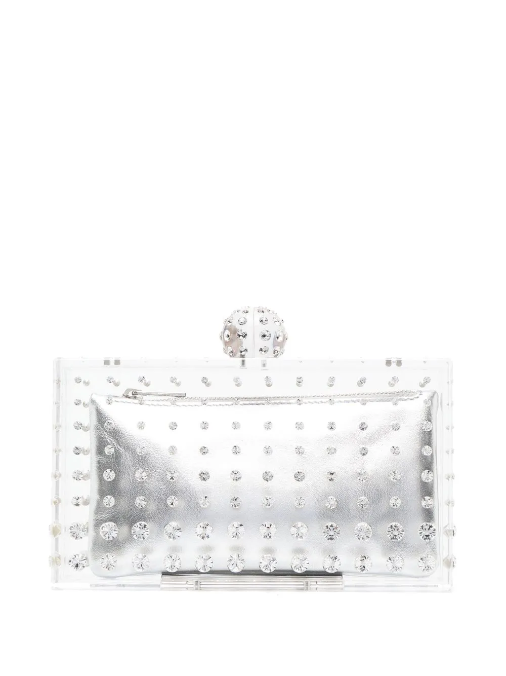 

Aquazzura Tequila rhinestone-embellished clutch bag - Silver