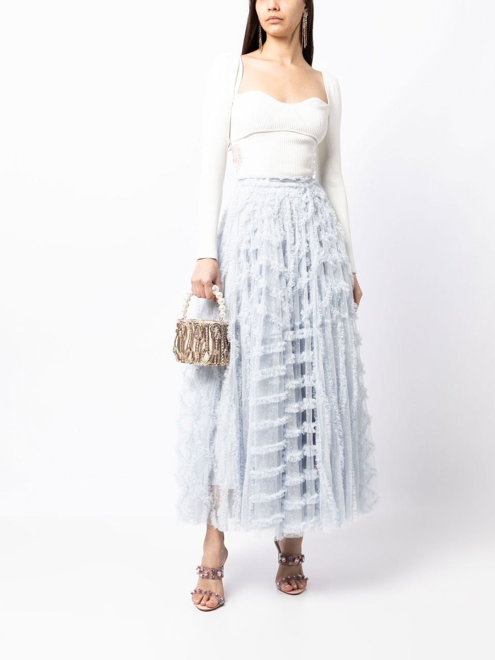 Shop Needle & Thread Florence Ruffled Full Skirt In Blau