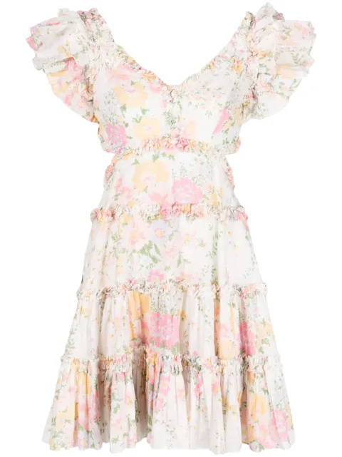 Needle & Thread Sunrise floral-print cotton minidress