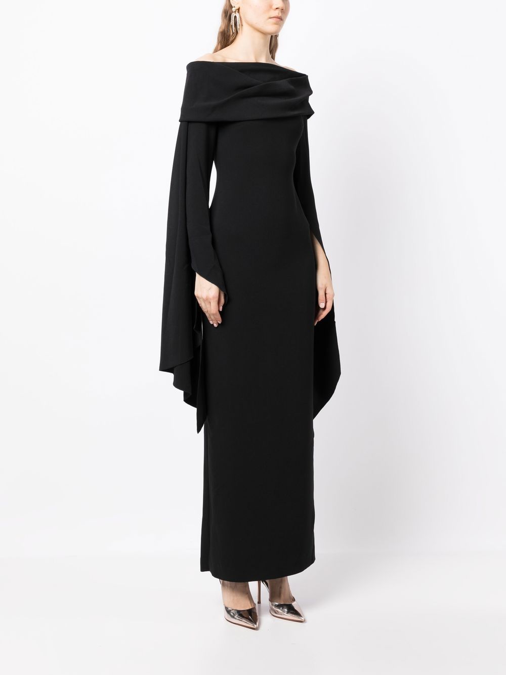 Shop Solace London Arden Off-shoulder Evening Gown In Black