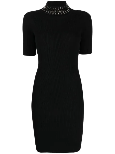 Versace spiked-turtleneck knit minidress