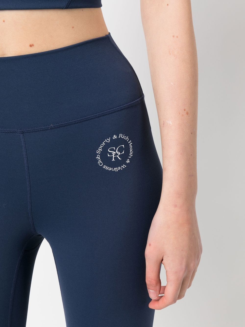 Shop Sporty And Rich Logo-print Detail Leggings In Blue