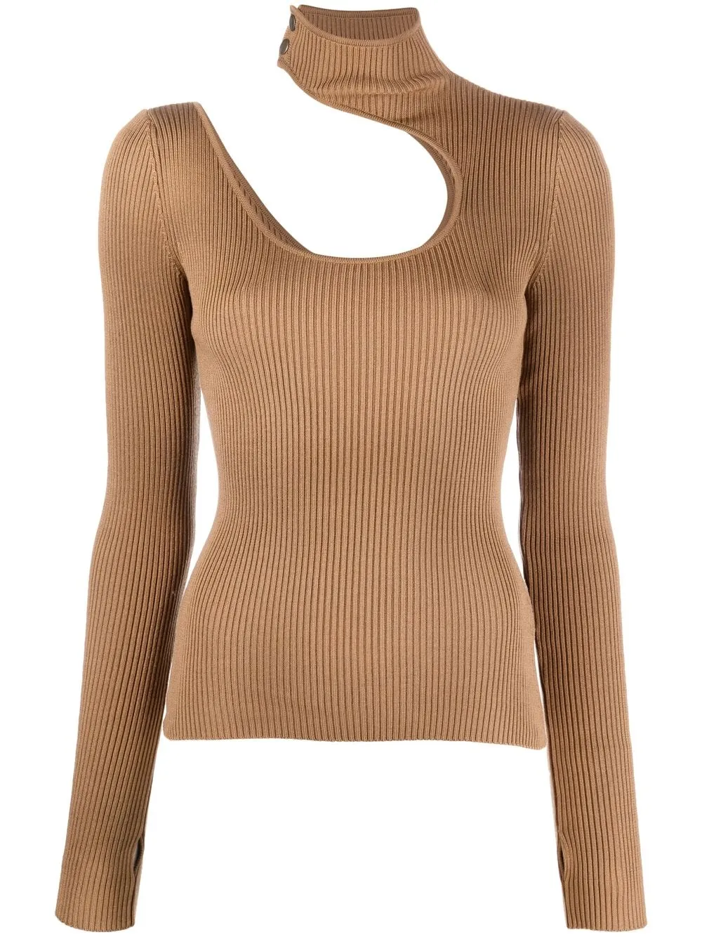 

Petar Petrov cut-out long-sleeved knit top - Brown