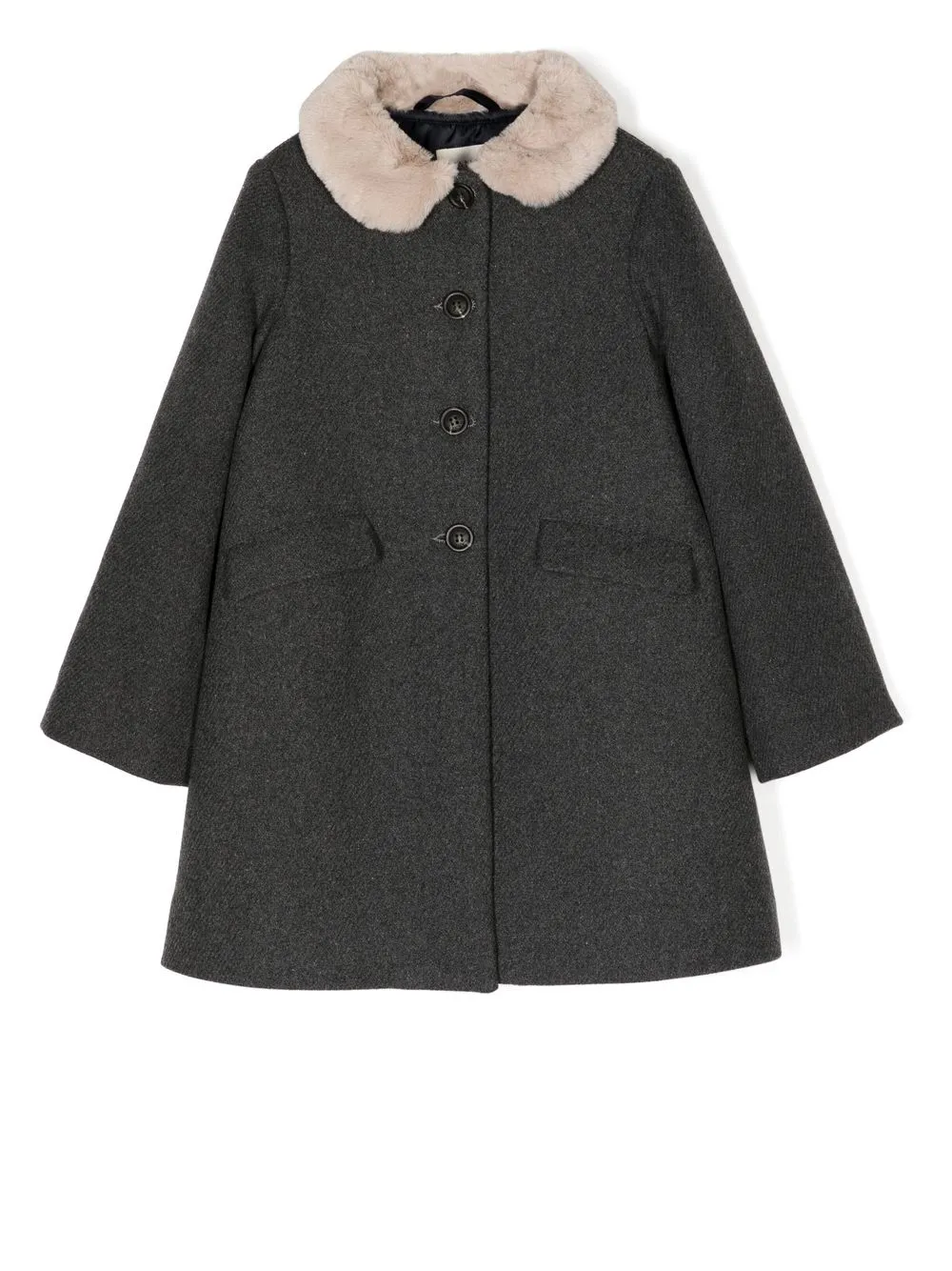 

NANOS shearling-collar wool-blend coat - Grey