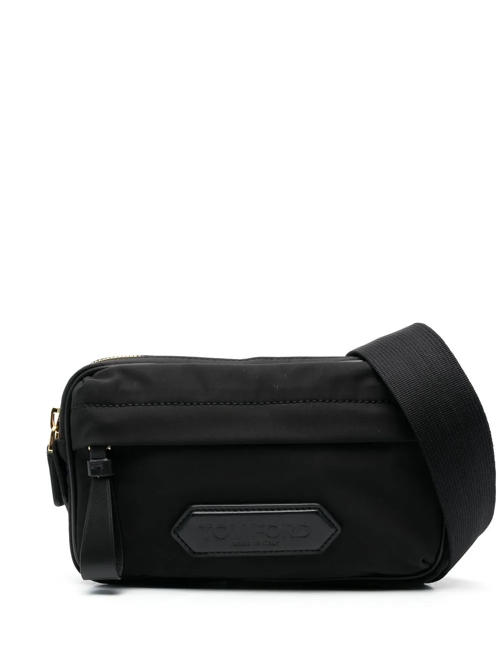 Tom Ford Logo Tech & Leather Belt Bag In Black