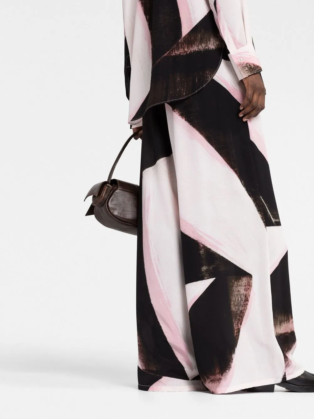 Alexander Mcqueen Painterly-print High-waisted Trousers In Black