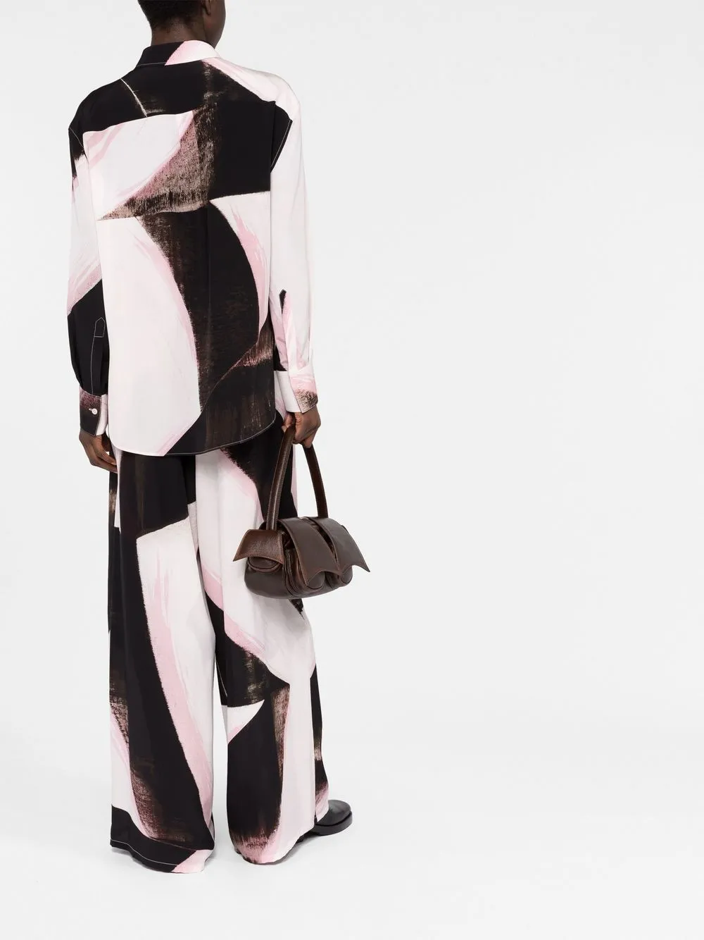 Alexander Mcqueen Painterly-print High-waisted Trousers In Black