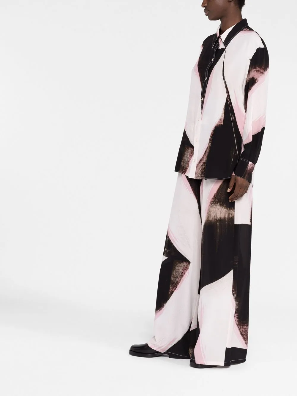 printed high-waist trousers