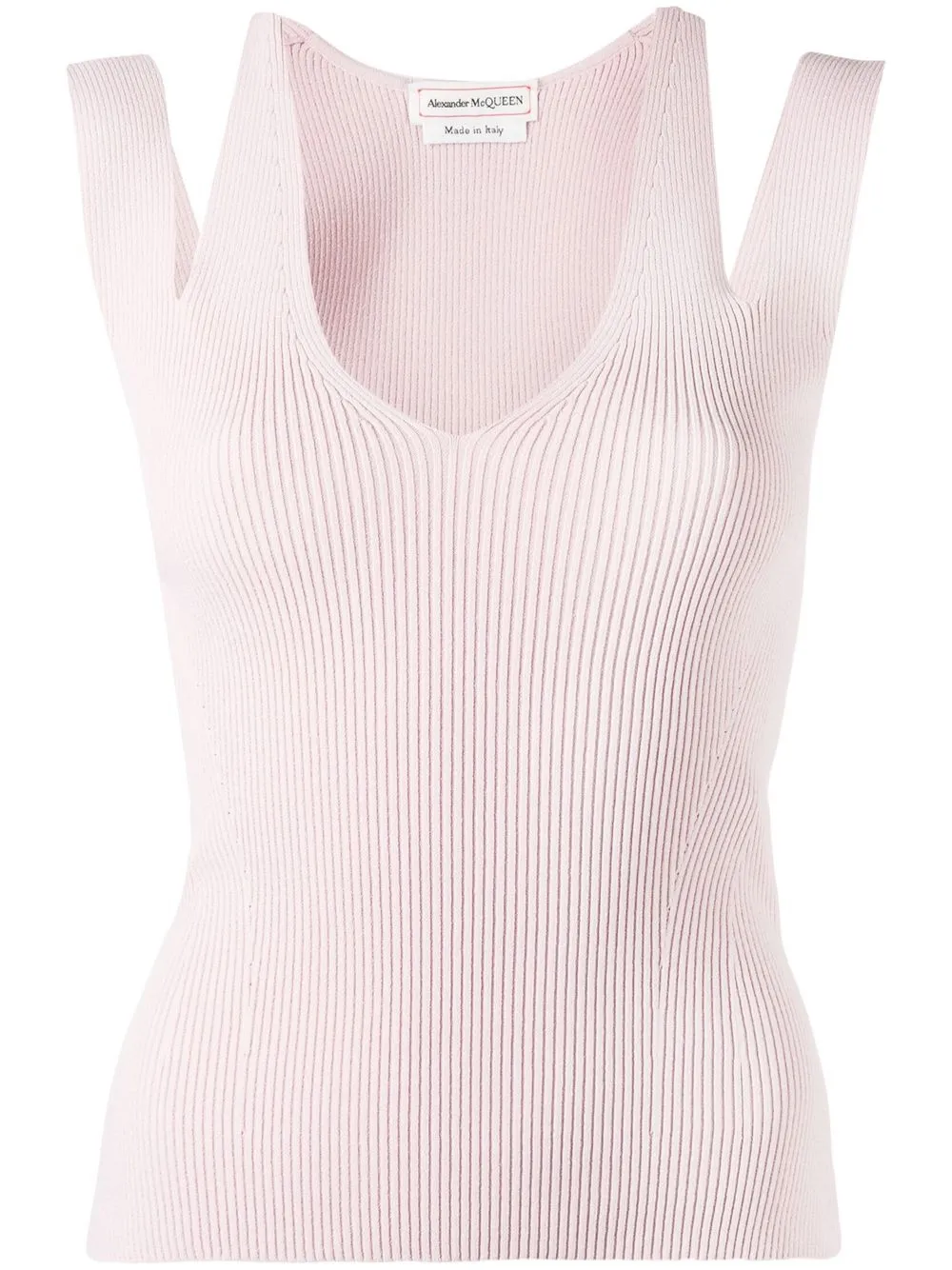 

Alexander McQueen cut-out ribbed knit top - Pink