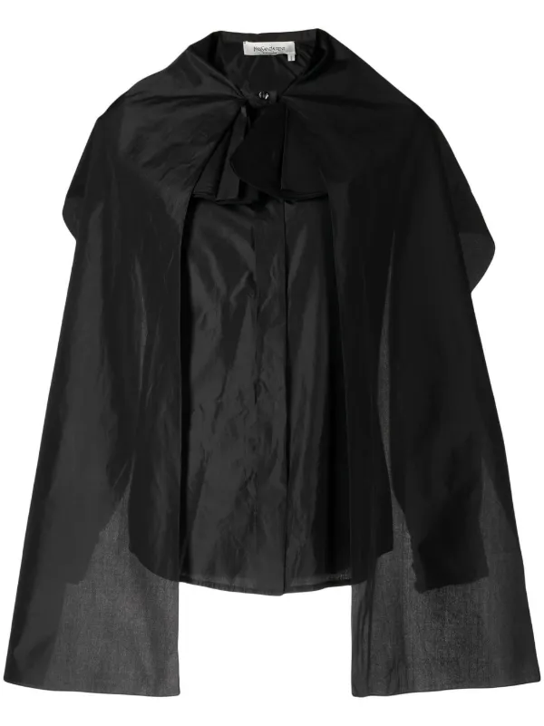 Saint Laurent Pre-Owned Cape Layered Silk Blouse | Black | FARFETCH