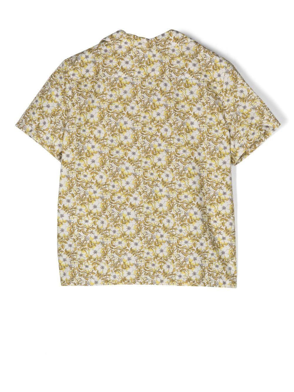 Shop Bonpoint Floral-print Short-sleeve Shirt In White