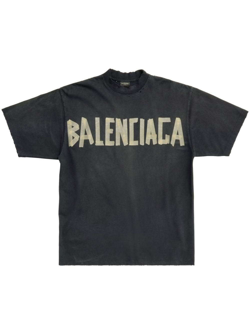 Shop Balenciaga Tape Type Cotton T-shirt In 1055 -washed Black