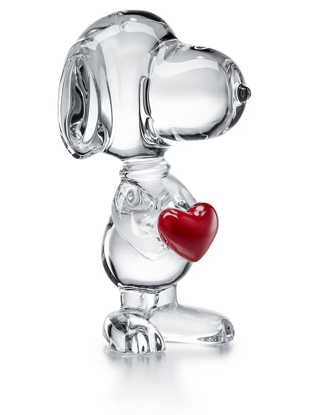 Baccarat Snoopy Heart Crystal Figurine In Transparent