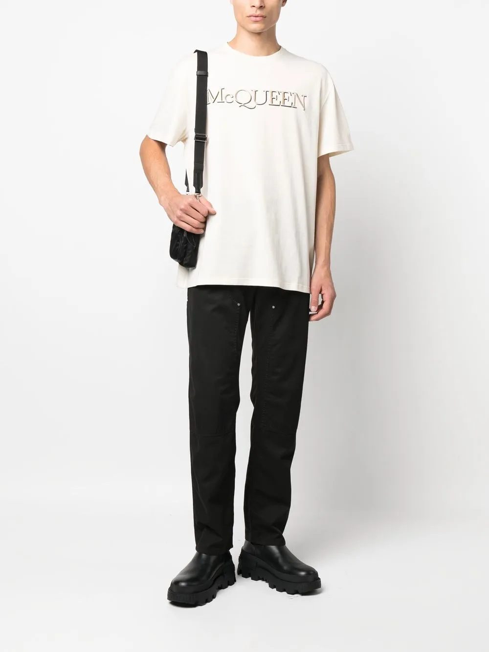 Alexander McQueen T-shirt met geborduurd logo - Beige