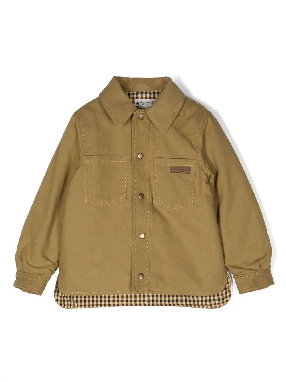 

Bonpoint logo-patch shirt jacket - Brown