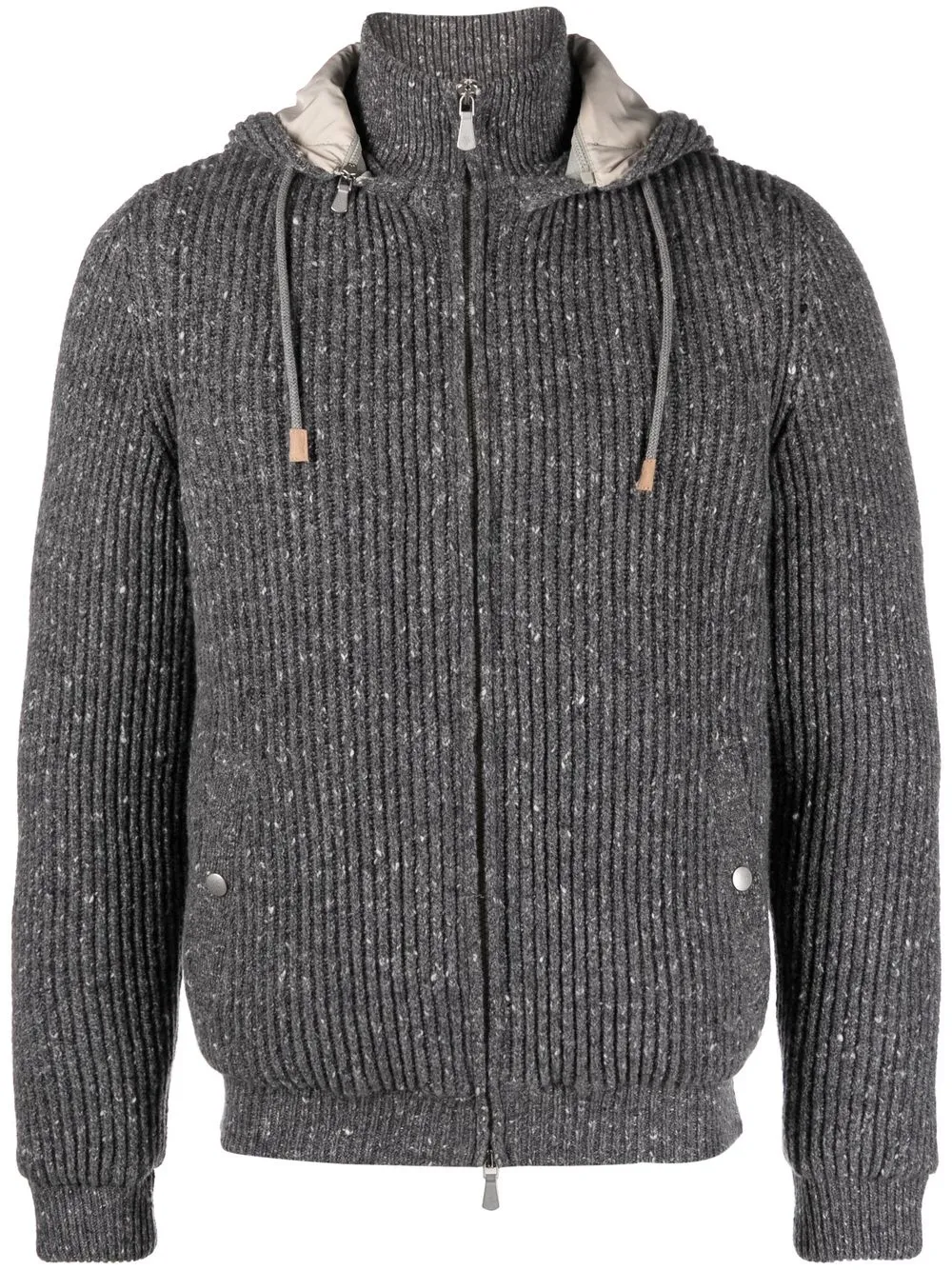 

Eleventy mélange-knit hooded jacket - Grey