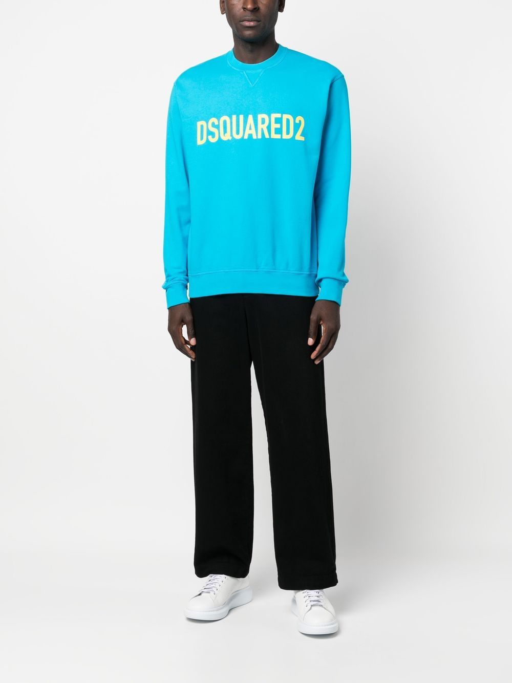 Shop Dsquared2 Logo-print Crew-neck Sweatshirt In Blue