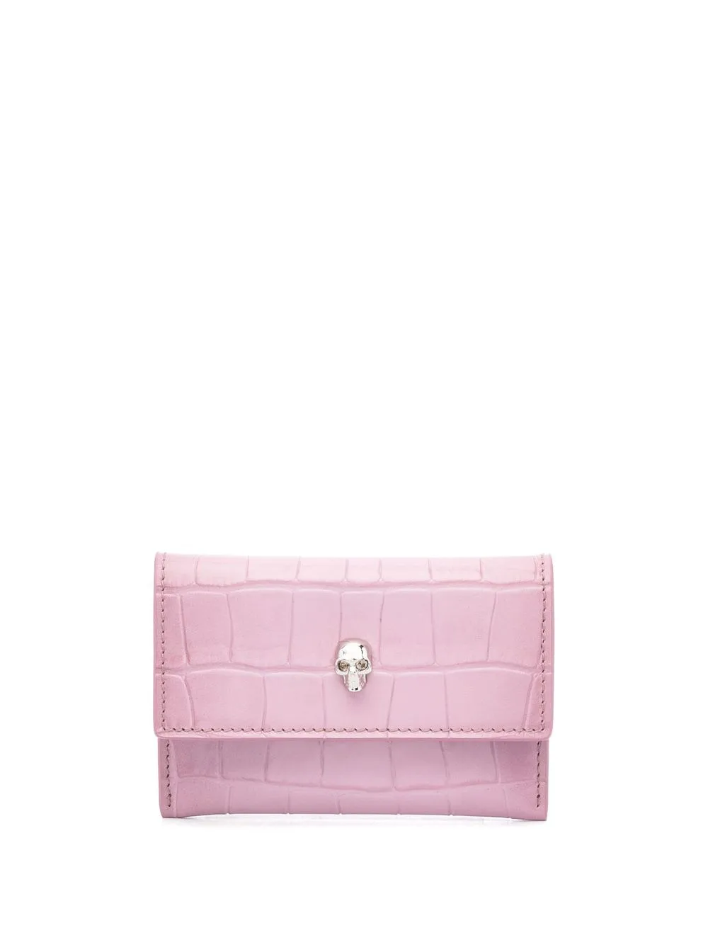 

Alexander McQueen skull-charm crocodile-embossed wallet - Pink