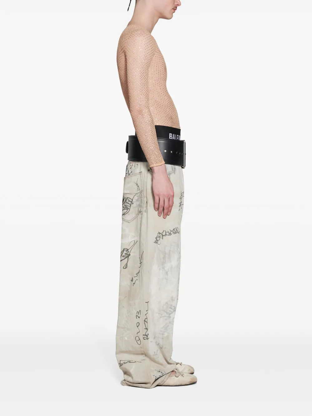 Graffiti wide-leg trousers