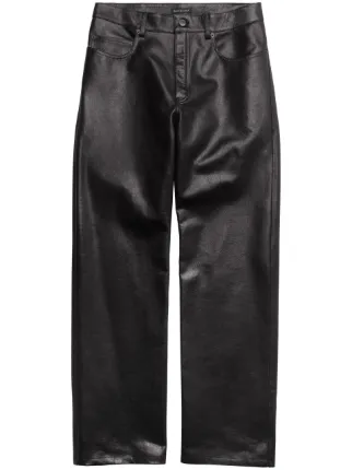 Balenciaga Cal a Wide Leg De Couro Farfetch