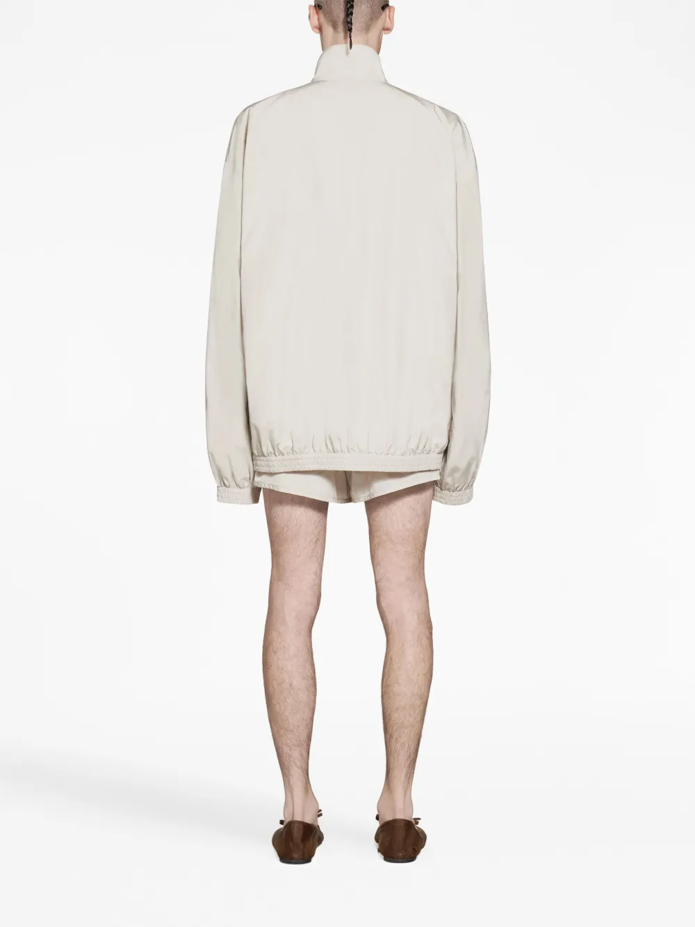 Balenciaga Minimal Zip-up Track Jacket In 9441 -cement Beige
