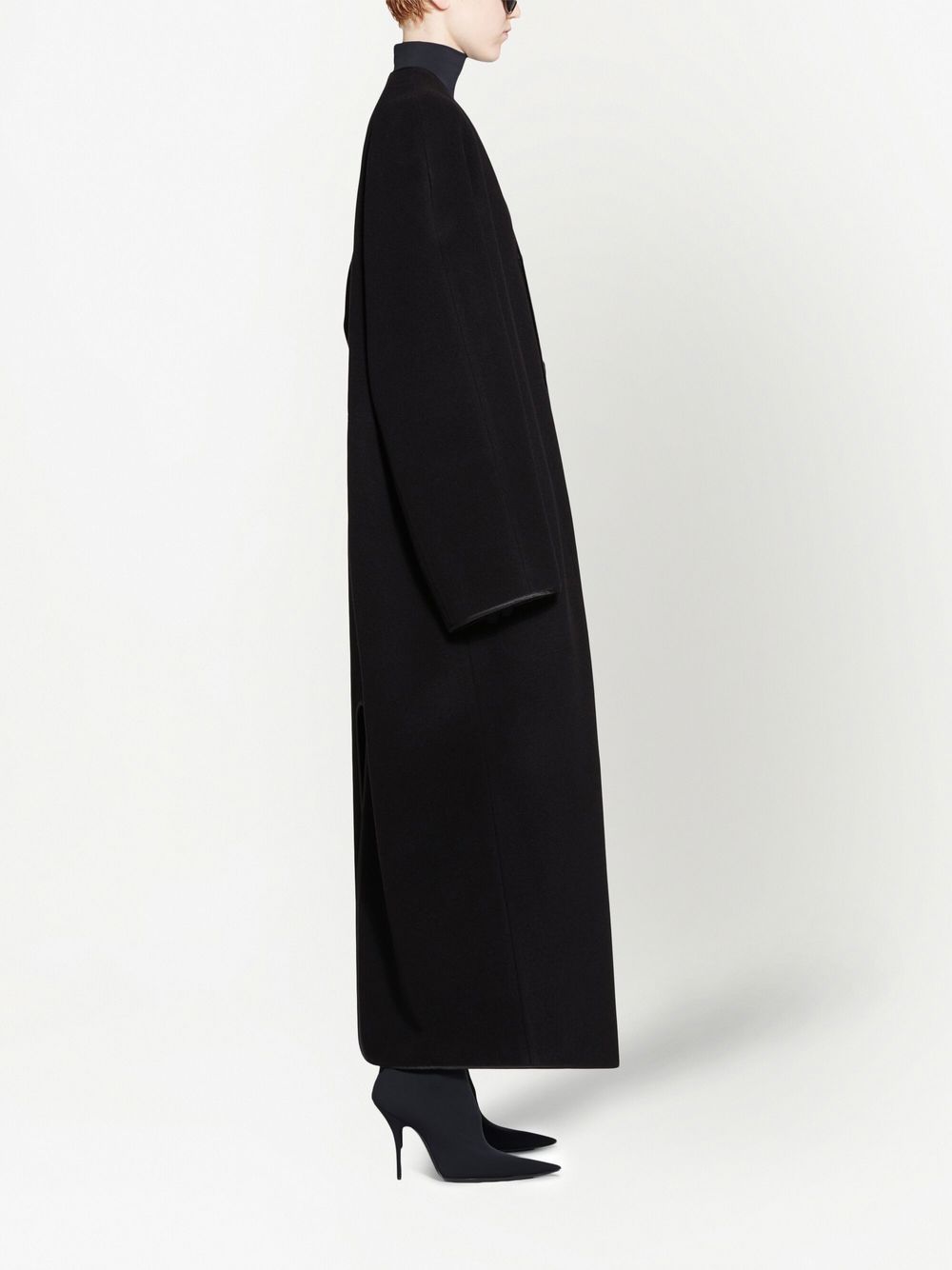 Shop Balenciaga V-neck Single-breasted Coat In Black