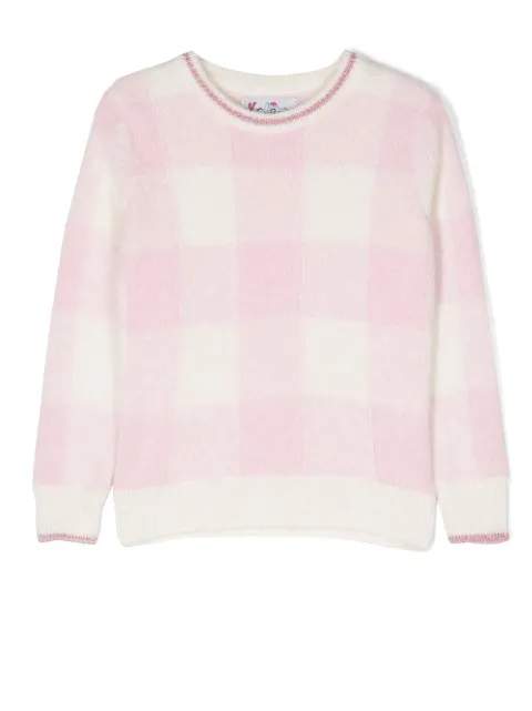 MC2 Saint Barth Kids gingham-knit crew-neck jumper