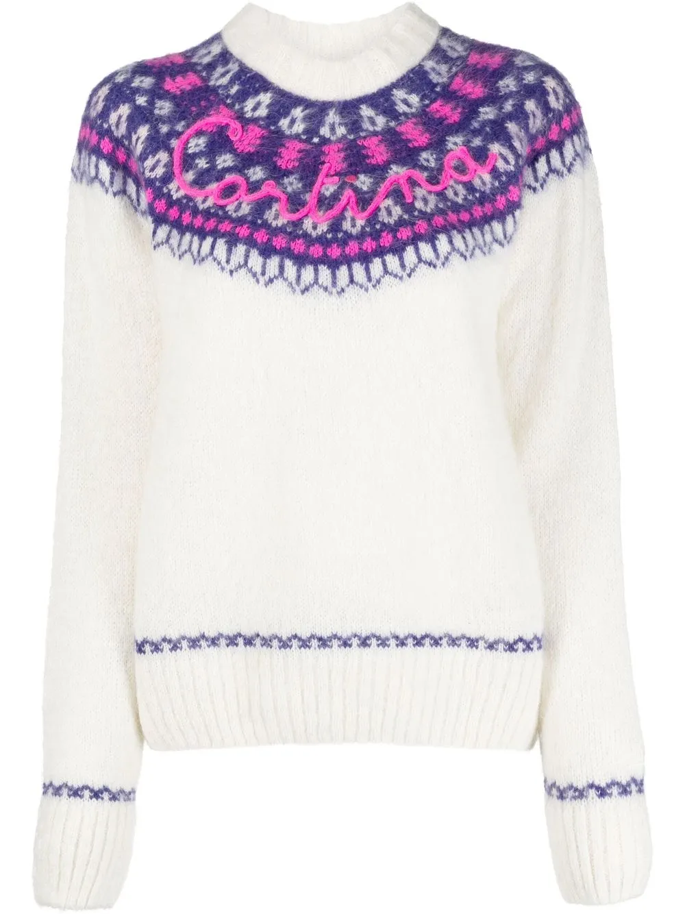 

MC2 Saint Barth Fair Isle embroidered jumper - White