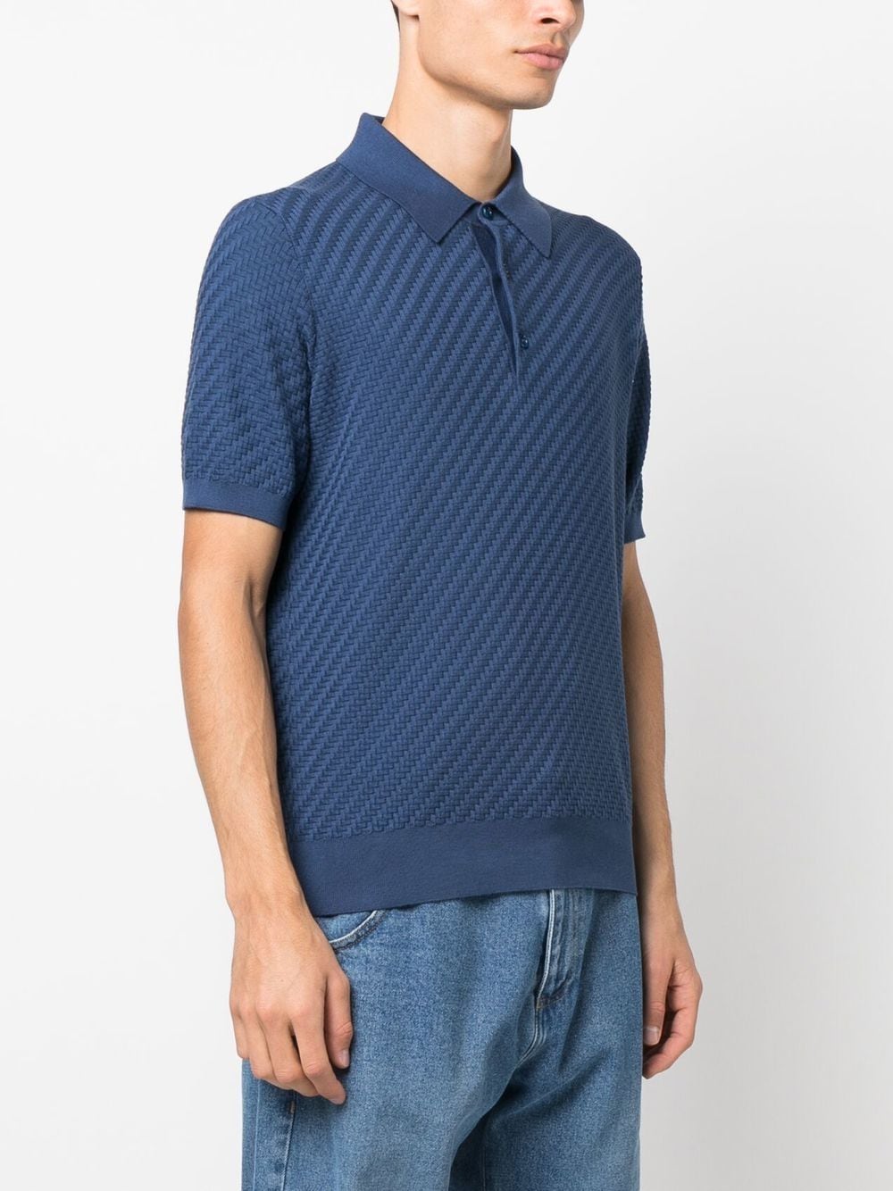 Brioni waffle-texture Knitted Polo Shirt - Farfetch