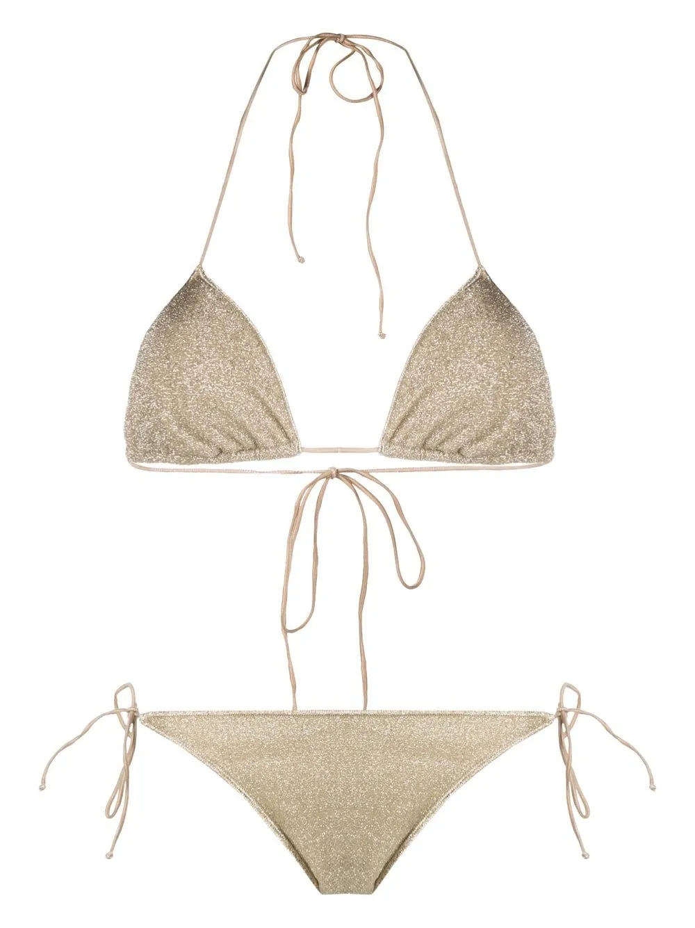 

Oséree metallic-thread halterneck bikini - Gold