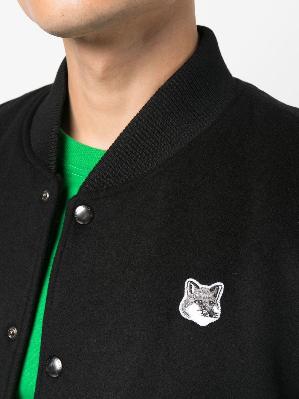 Maison Kitsuné Fox-motif Bomber Jacket In Black | ModeSens
