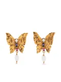 Saint Laurent Pre-Owned butterfly pearl-drop earrings - Gold