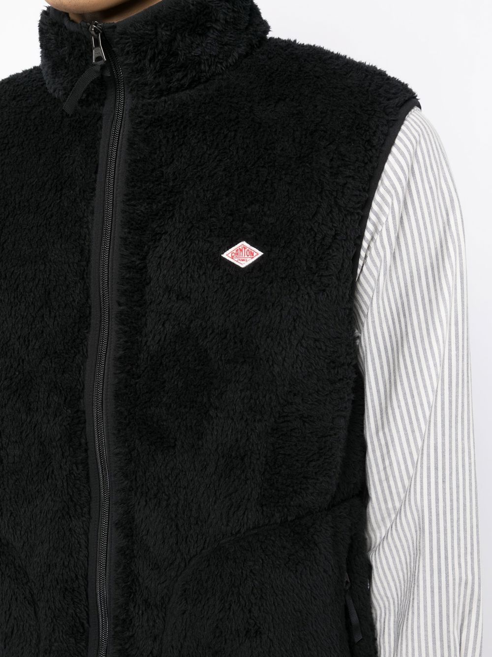 Shop Danton Logo-patch Fleece Gilet In Black