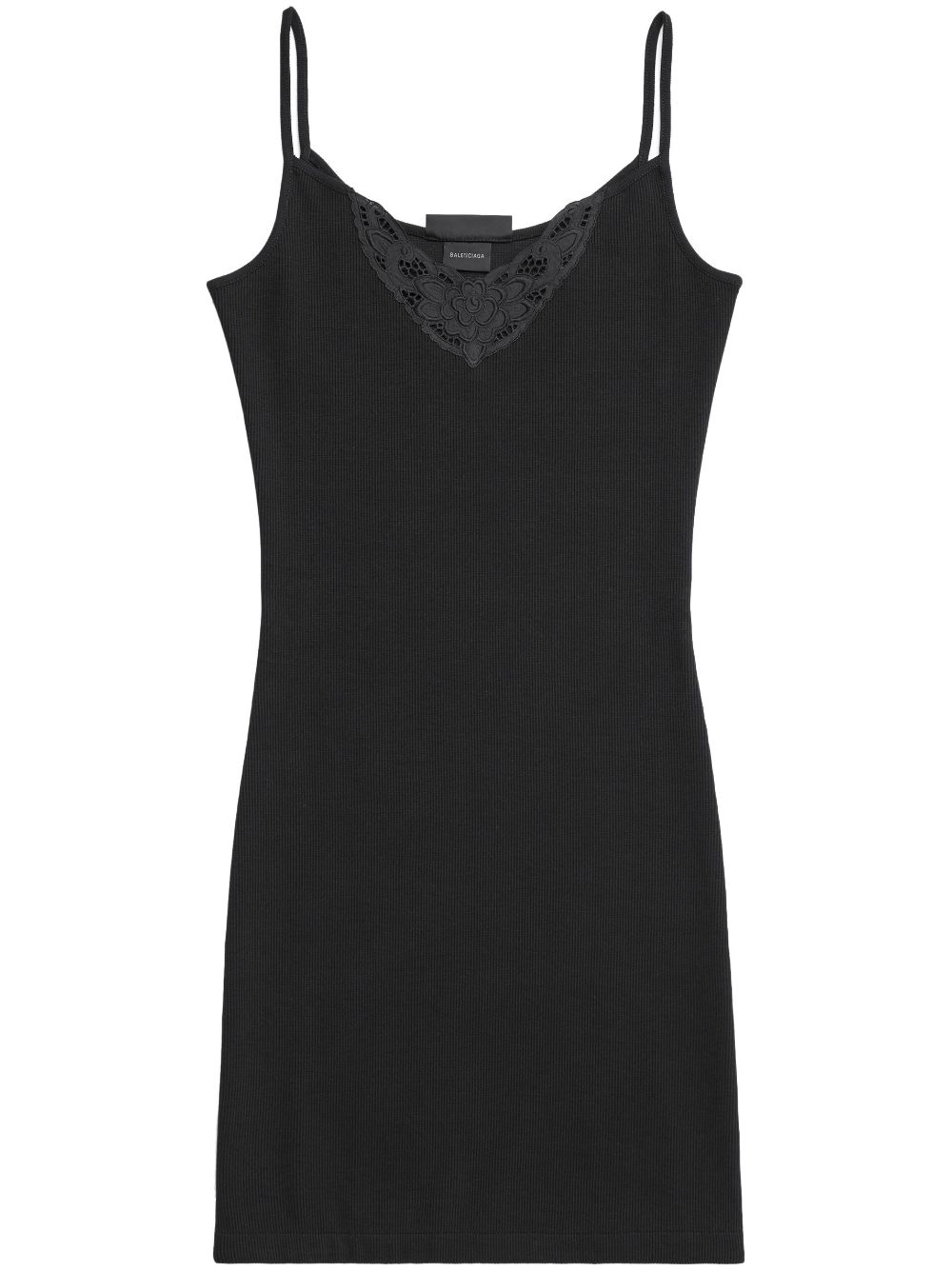 Balenciaga Mini Dress With Lace Detail In 1001 Washed Black