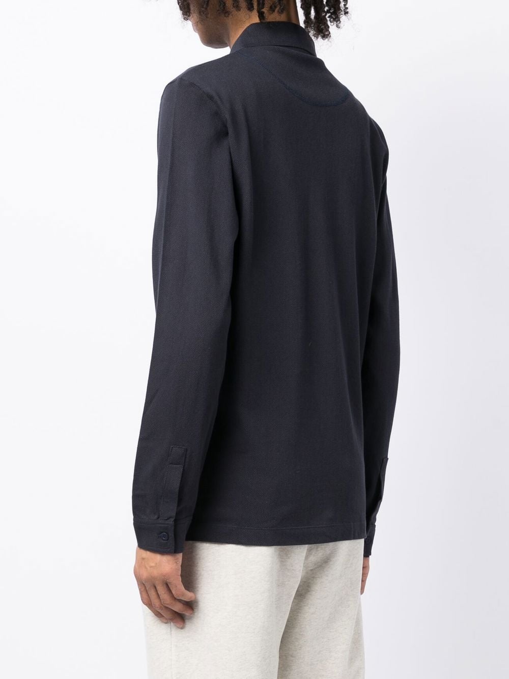 Shop Sunspel Riviera Long-sleeve Polo Shirt In Blue