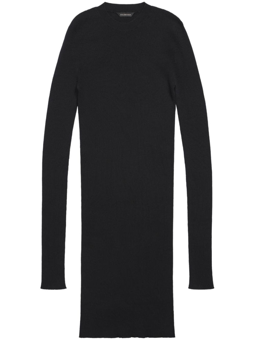 Balenciaga Logo-patch Ribbed Cotton Dress In 1000 -black
