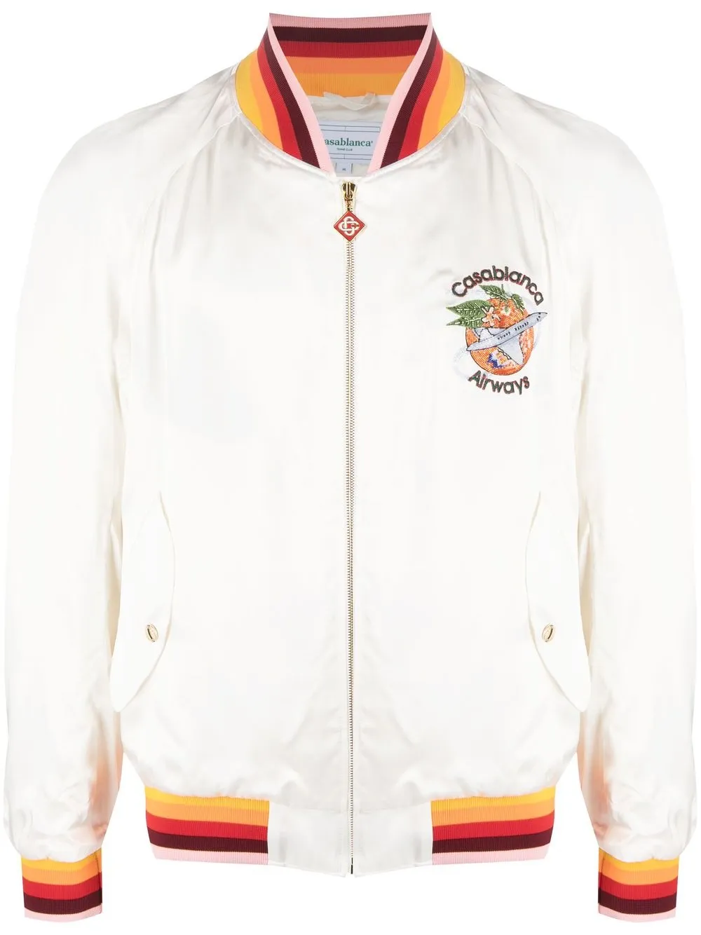 

Casablanca Orbite Autour De L'Orange satin jacket - White